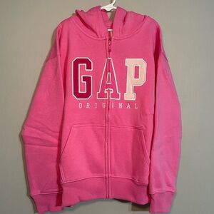 GAP Bright Pink Girls' Zip Hoodie with Logo Large 10/12 BNWT